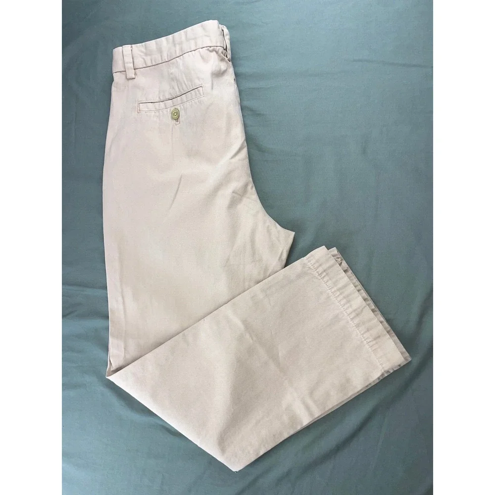 Banana Republic Aiden Fit Flat Front 100% Cotton Chino Pants. Washed Beige 35X29